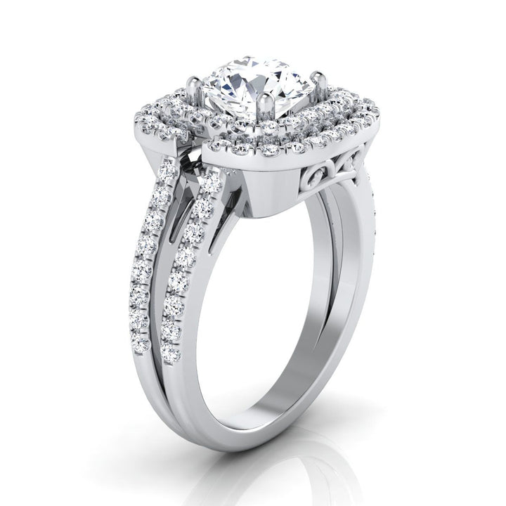 The Michelle Select Halo Engagement Ring with Lab Diamond in 18K White Gold - view 2