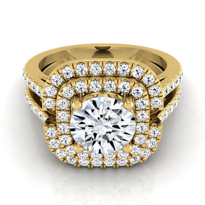The Michelle Select Halo Engagement Ring with Lab Diamond in 18K Yellow Gold - view 1