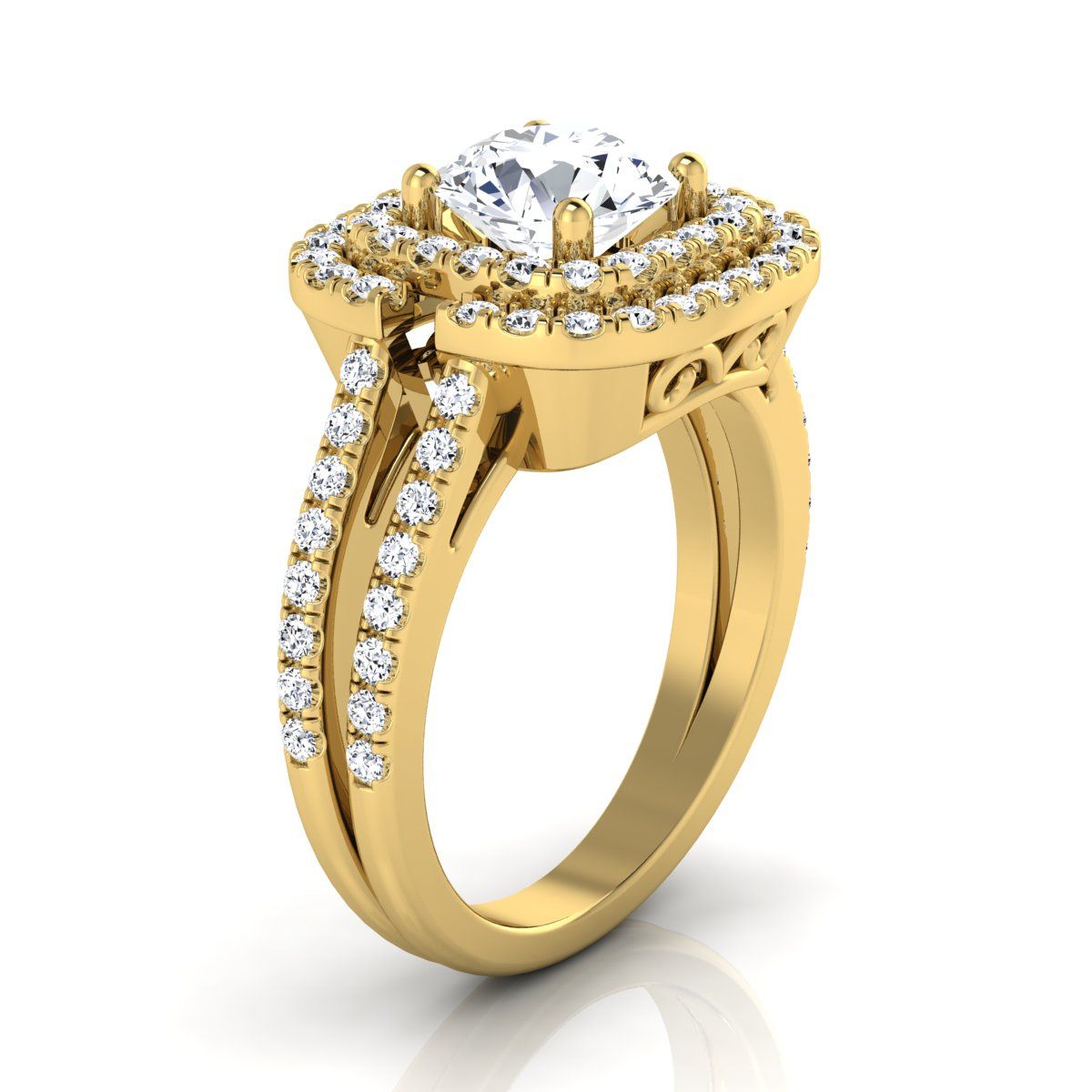 The Michelle Select Halo Engagement Ring with Lab Diamond in 18K Yellow Gold - view 2