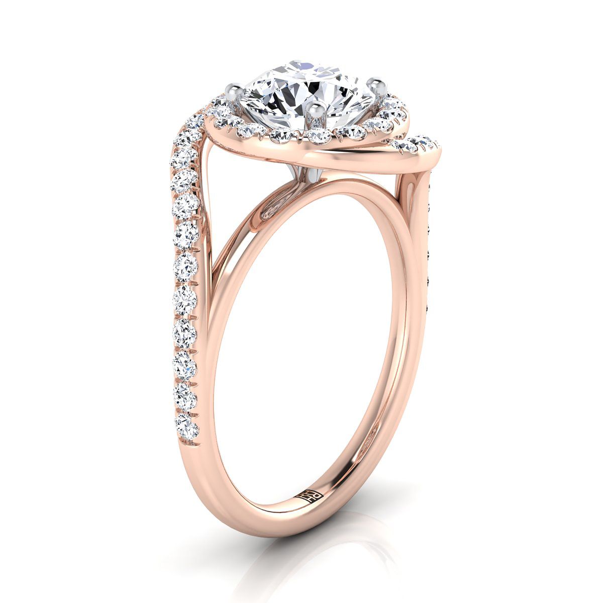 RockHer atelier photo of The Ariana round engagement ring setting in 14K Rose Gold