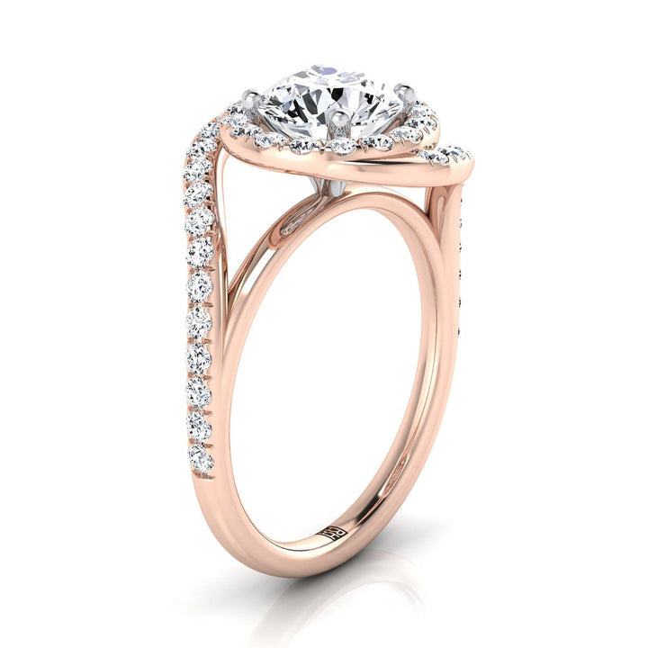 Ariana Select Swirl Halo Round Lab Diamond Engagement Ring in 14K Rose Gold | RockHer