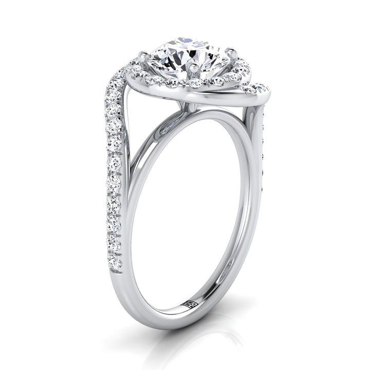 Ariana Select Swirl Halo Round Lab Diamond Engagement Ring in 18K White Gold | RockHer