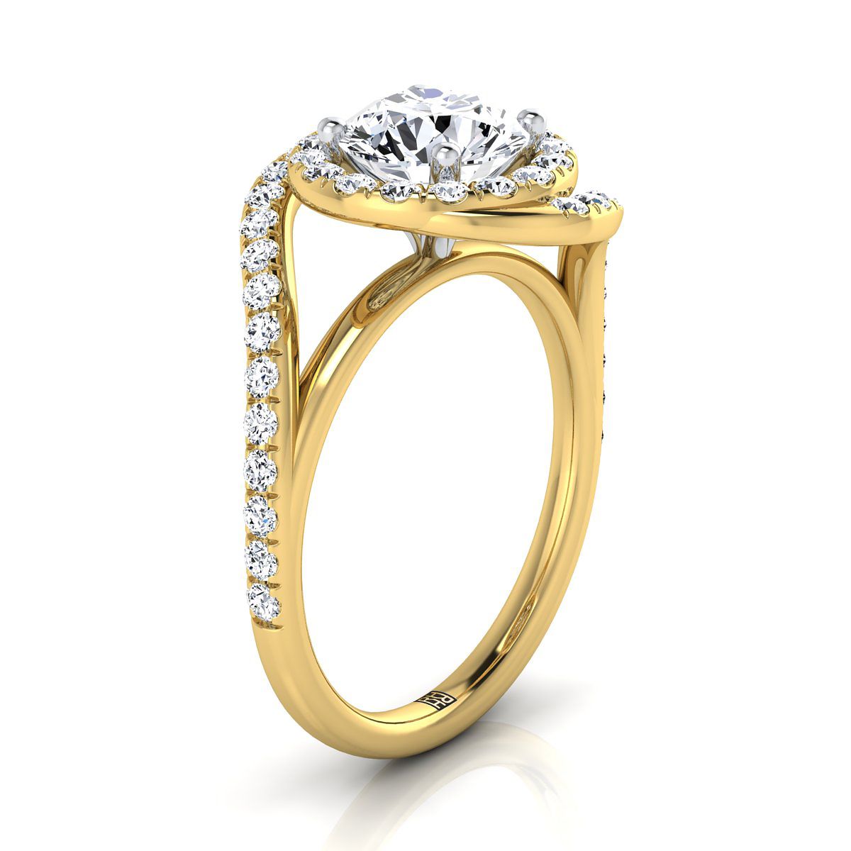 RockHer atelier photo of The Ariana round engagement ring setting in 18K Yellow Gold
