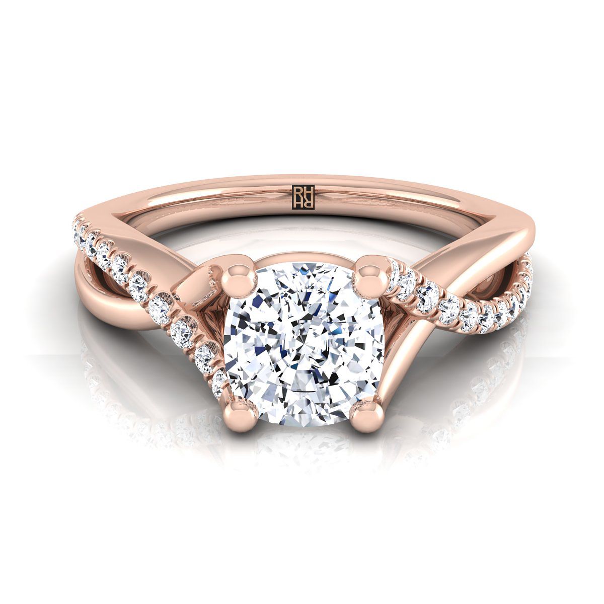 The Ottava cushion engagement ring setting in 14K Rose Gold | RockHer