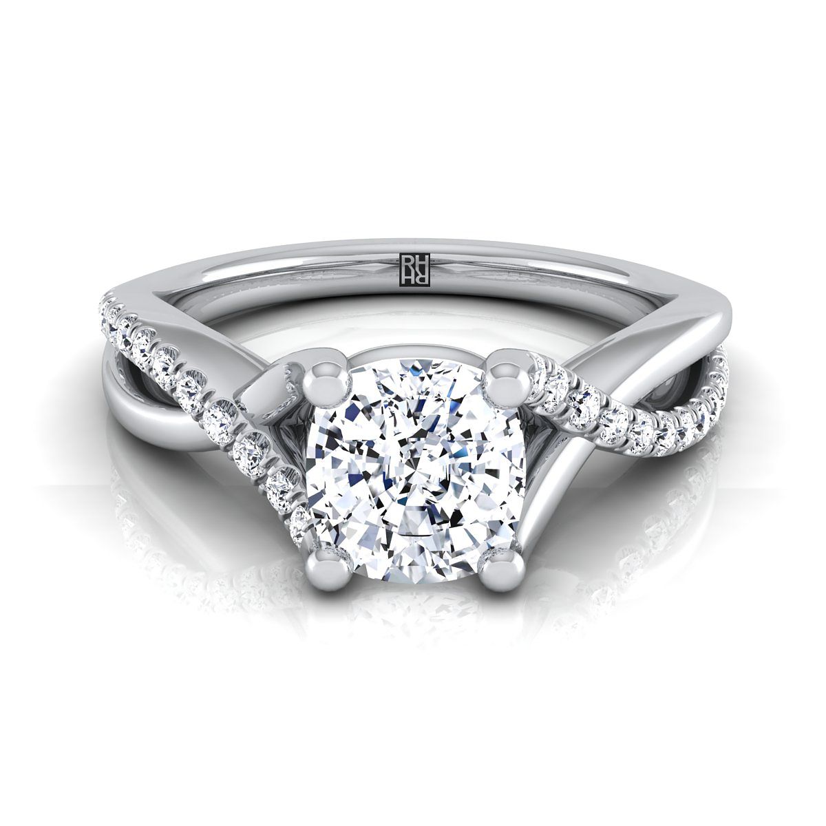 The Ottava cushion engagement ring setting in 18K White Gold | RockHer