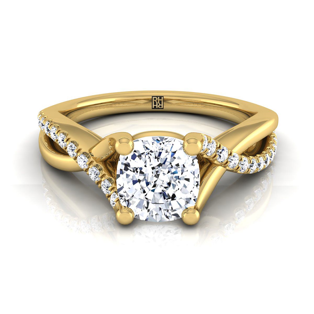 The Ottava cushion engagement ring setting in 18K Yellow Gold | RockHer