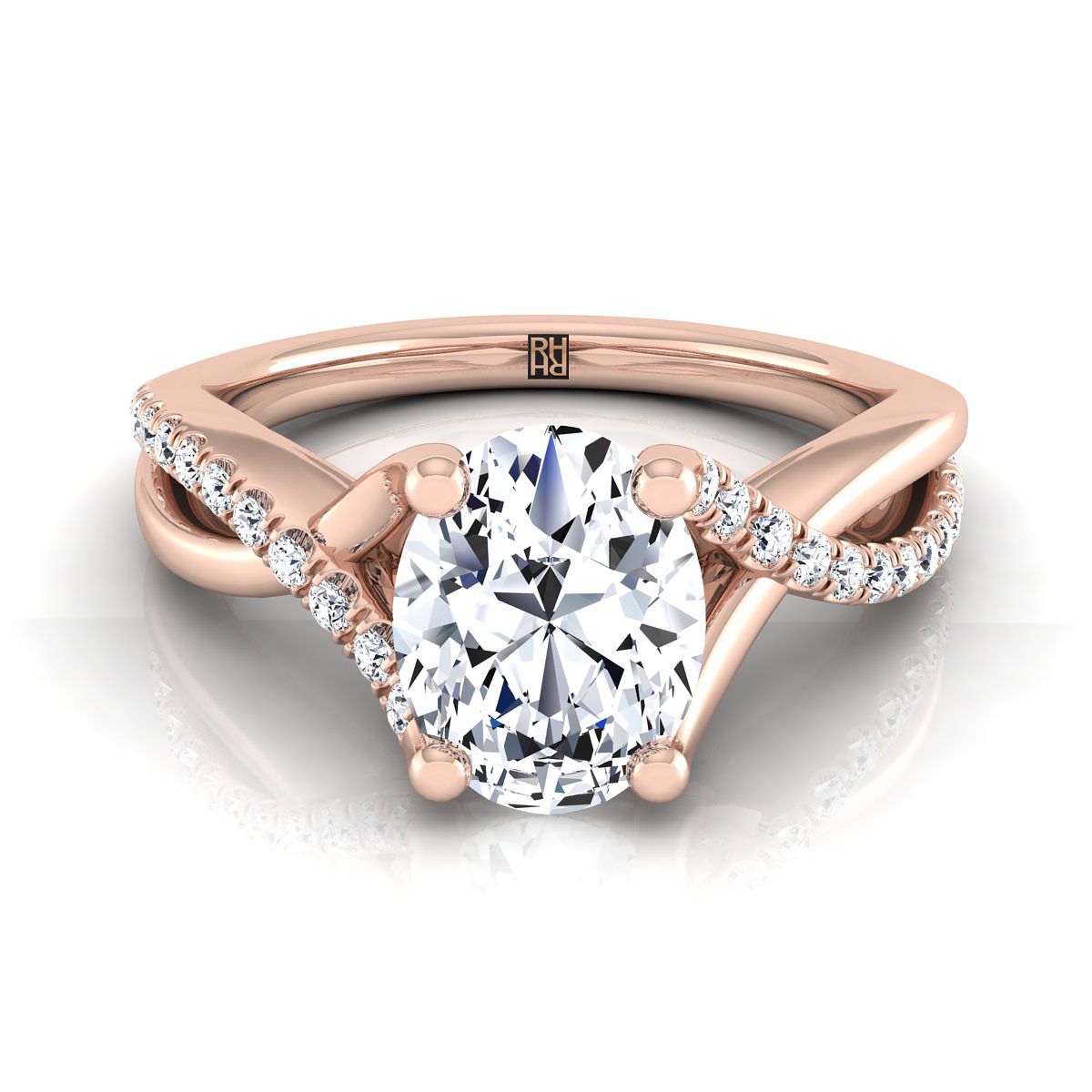 The Ottava oval engagement ring setting in 14K Rose Gold | RockHer