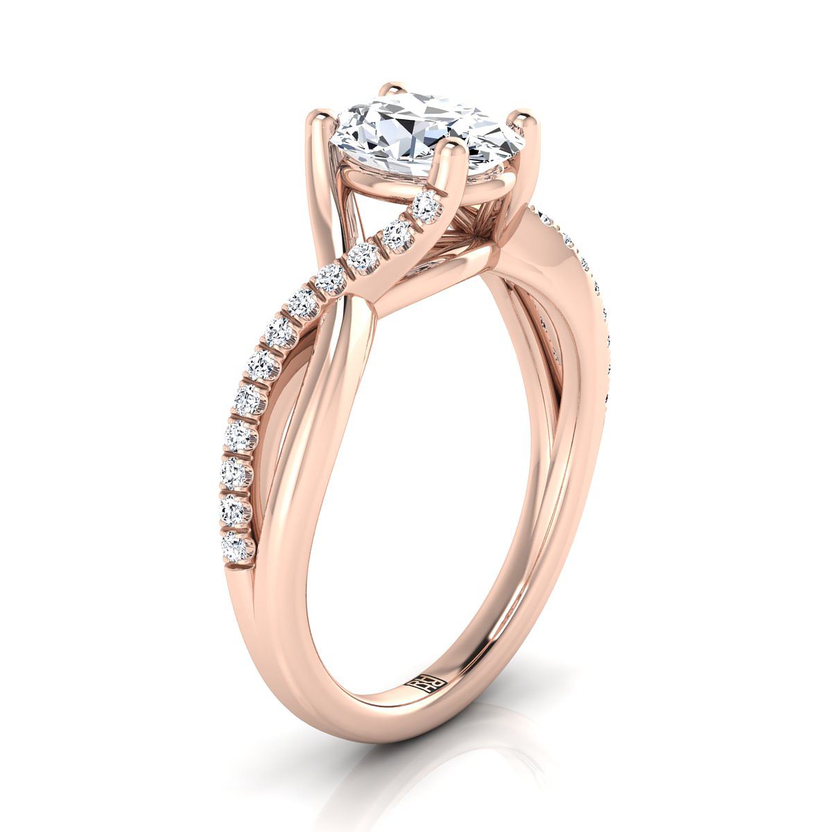 Select Bypass Pavé Twist styling on The Ottava oval engagement ring setting | RockHer