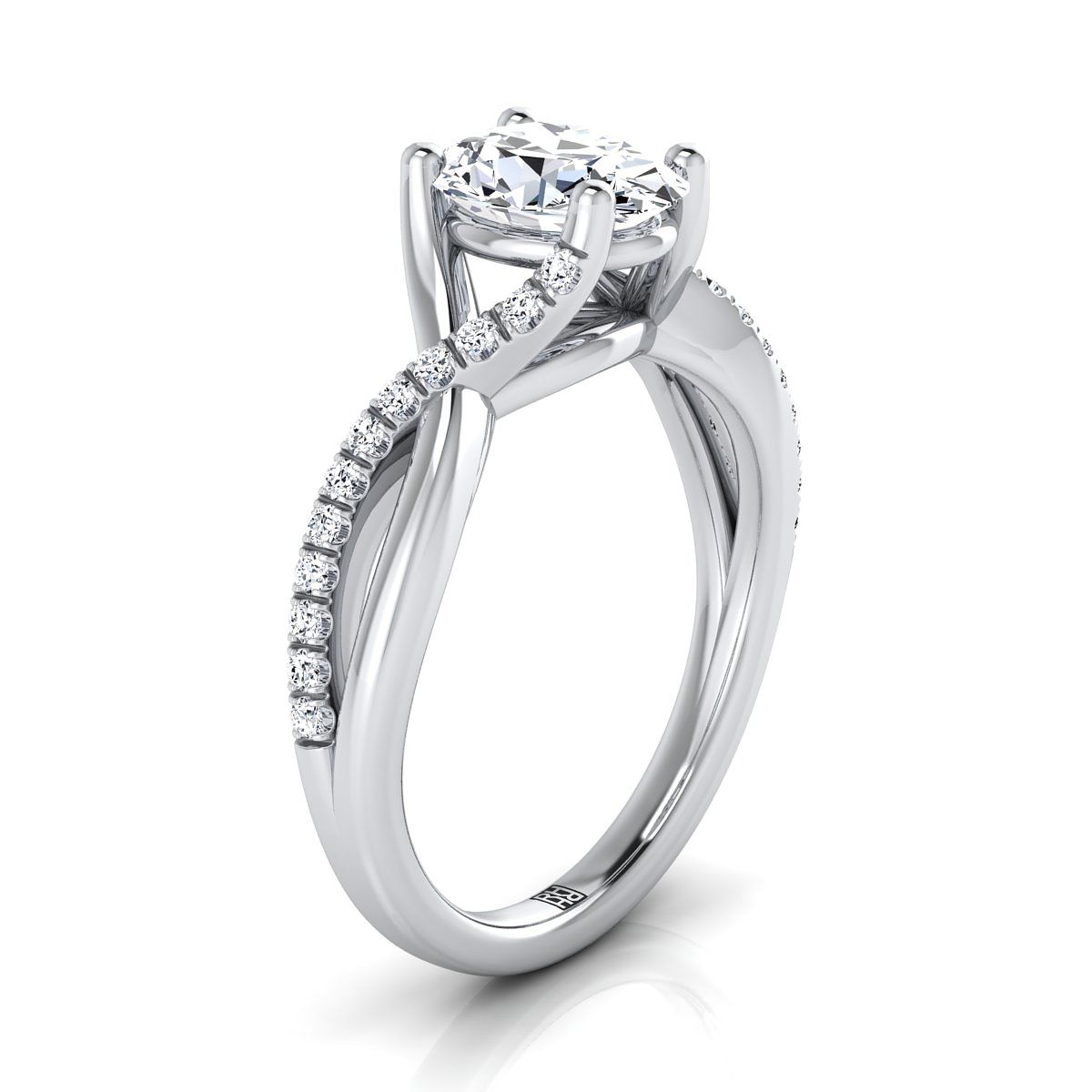 Select Bypass Pavé Twist styling on The Ottava oval engagement ring setting | RockHer