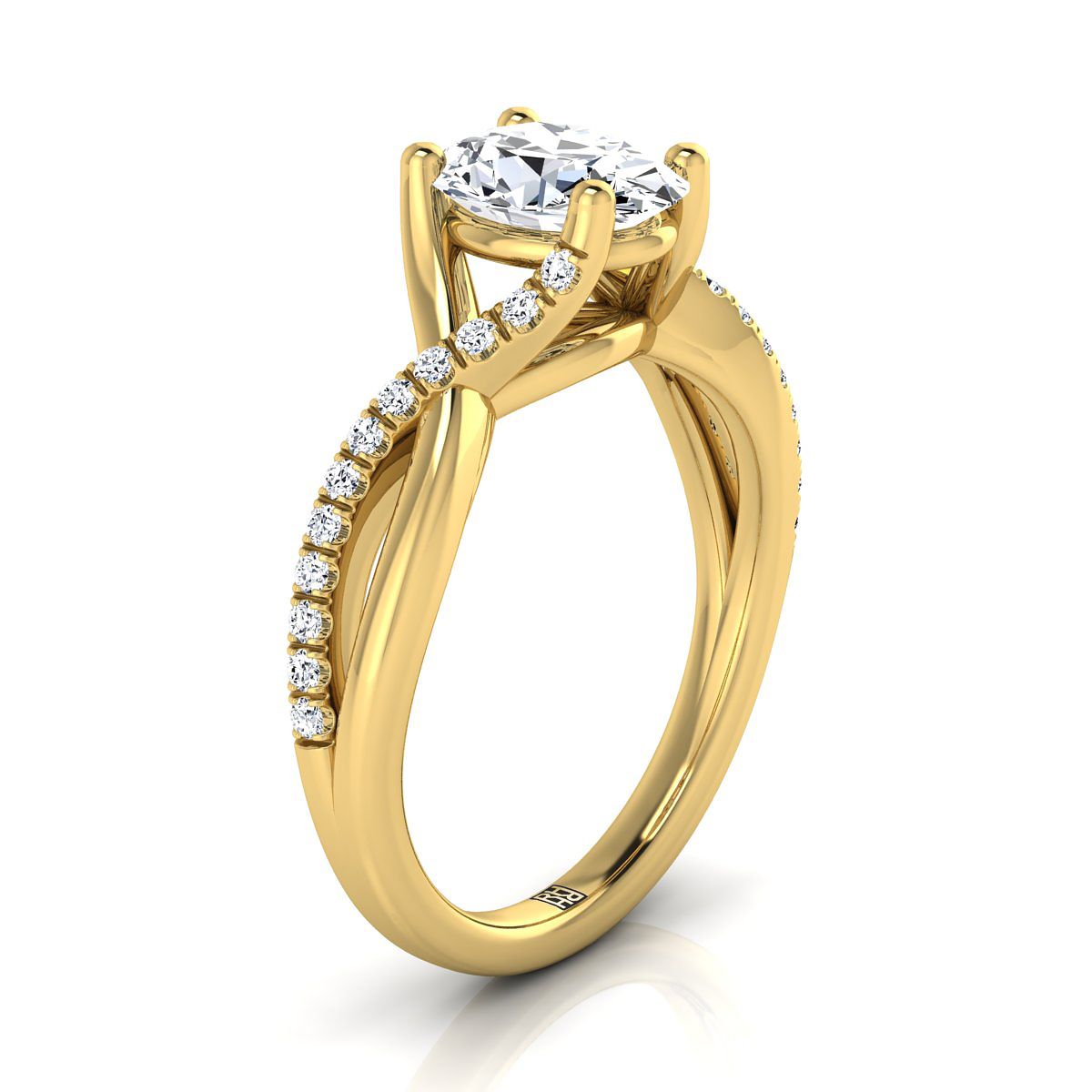 Select Bypass Pavé Twist styling on The Ottava oval engagement ring setting | RockHer