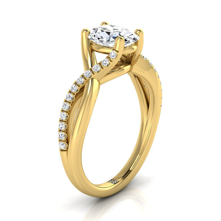 The Ottava Select Halo Engagement Ring with Lab Diamond in 18K Yellow Gold - view 2