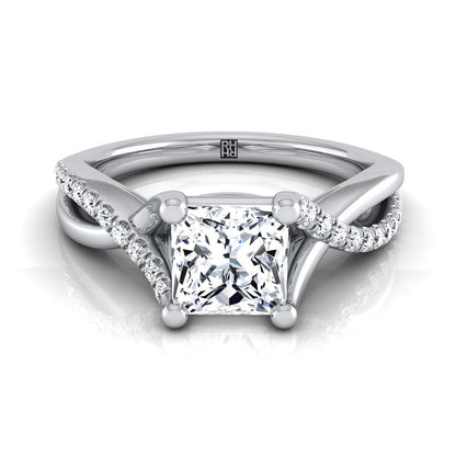 Bypass Pavé Twist Princess, in Platinum, pave setting | RockHer