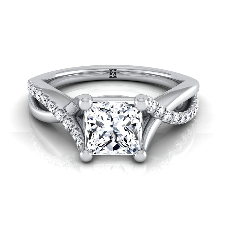Bypass Pavé Twist Princess, in Platinum, pave setting | RockHer