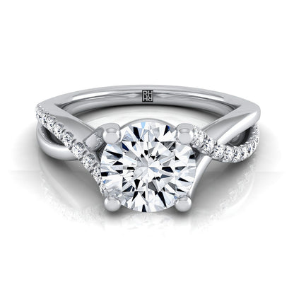 Round Brilliant, Bypass Pavé Twist, in 18K White Gold, pave setting | RockHer