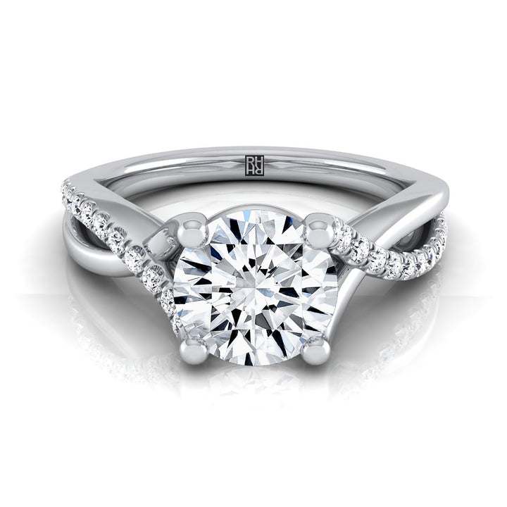 Round Brilliant, Bypass Pavé Twist, in 18K White Gold, pave setting | RockHer