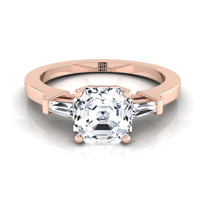 Tapered Baguette Three Stone Asscher, in 14K Rose Gold, channel setting | RockHer