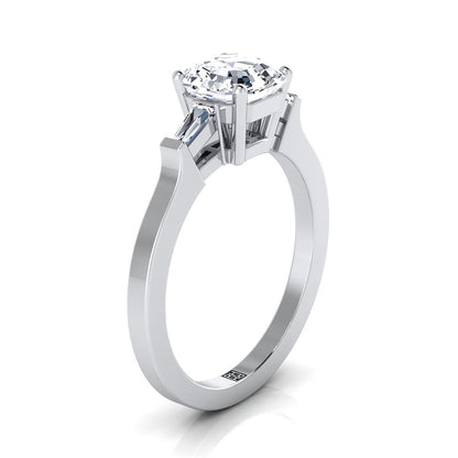 June Select Three Stone As Asscher Cut Lab Diamond Engagement Ring in Platinum | RockHer