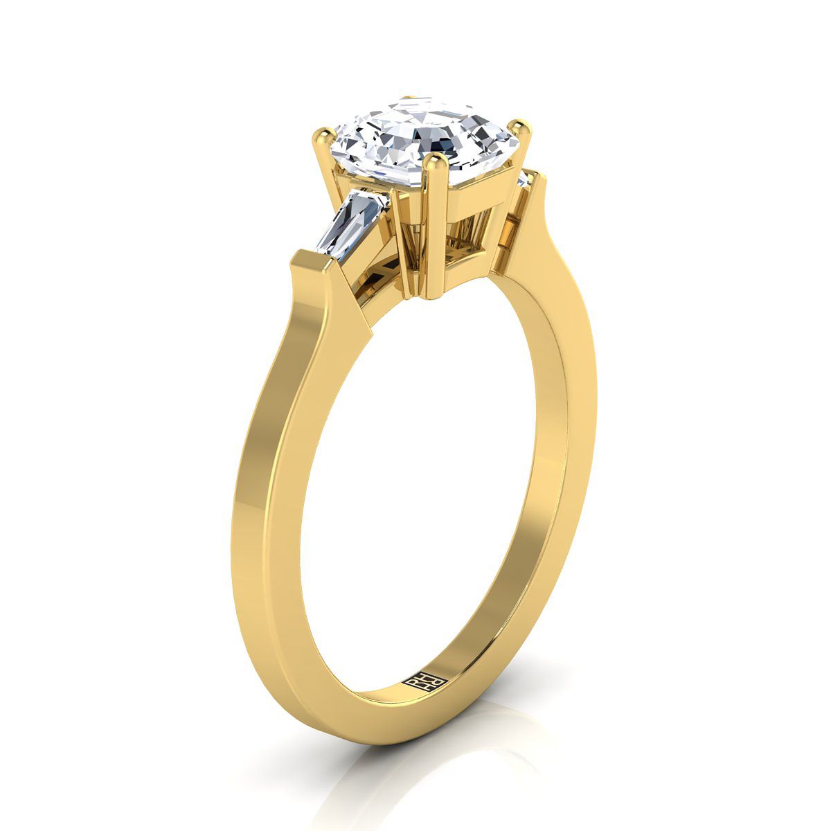 Select Three Stone Cut styling on The June asscher engagement ring setting | RockHer