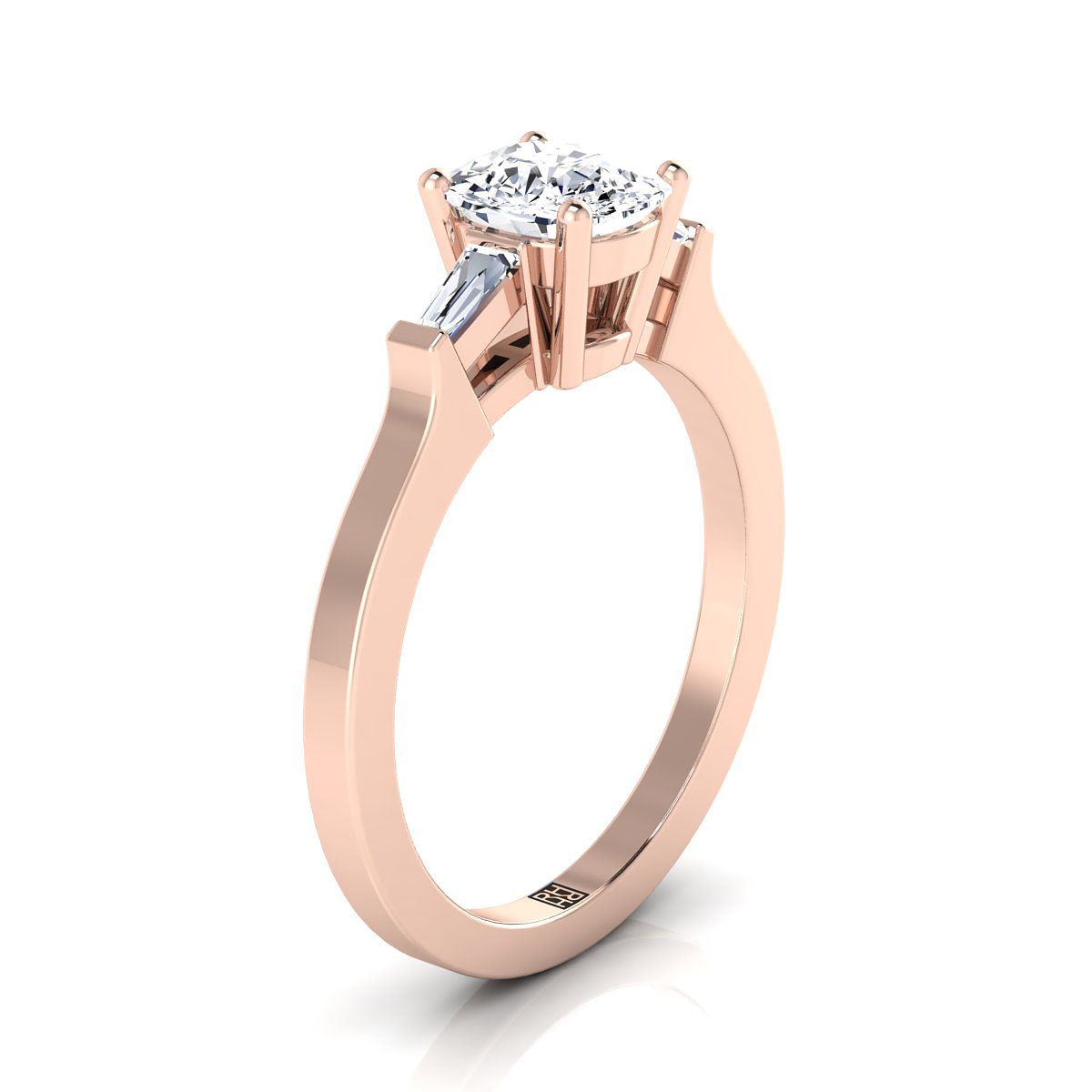 Select Three Stone Cut styling on The June cushion engagement ring setting | RockHer