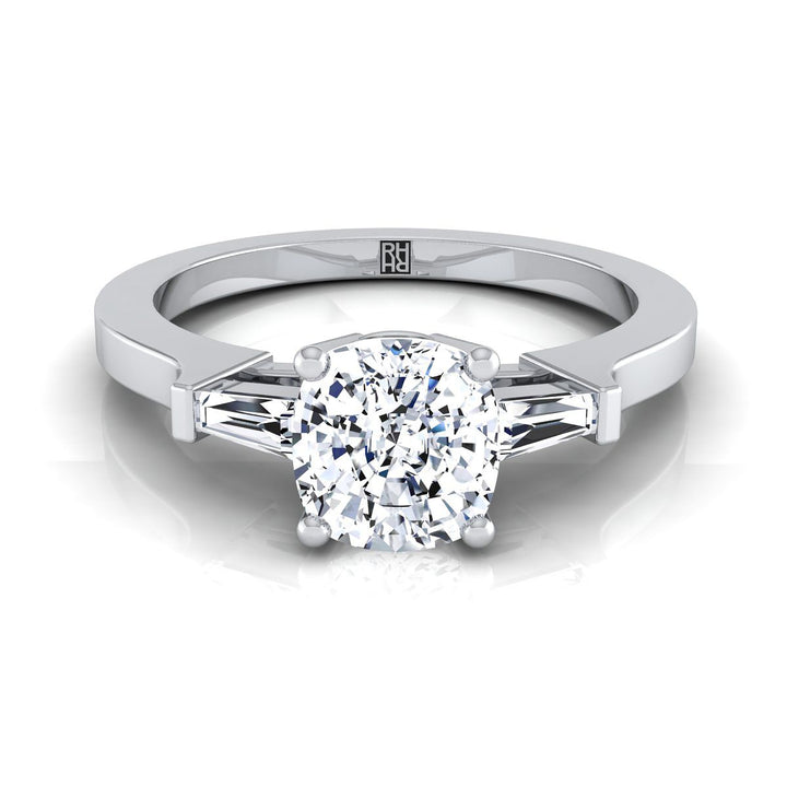 Tapered Baguette Three Stone Cushion, in Platinum, channel setting | RockHer