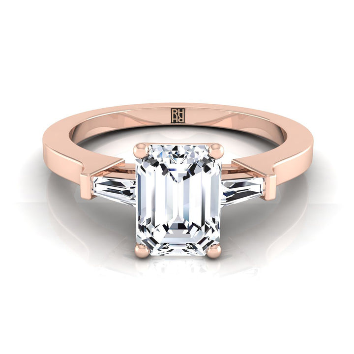 The June Select Three Stone Engagement Ring with Lab Diamond in 14K Rose Gold - view 1