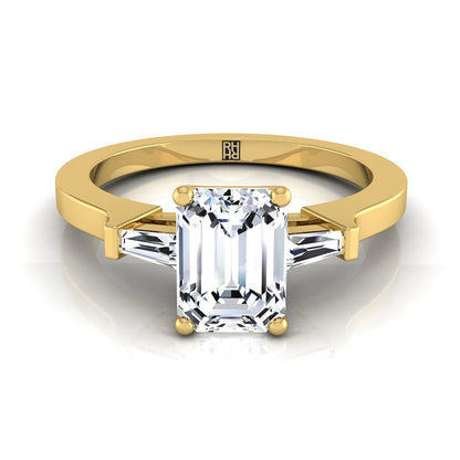 The June Select Three Stone Engagement Ring with Lab Diamond in 18K Yellow Gold - view 1