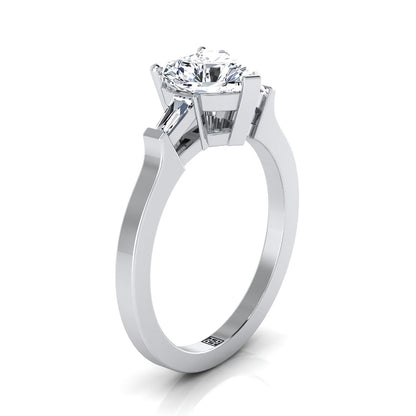 Tapered Baguette Three Stone Heart Shape, in Platinum, channel setting – side profile | RockHer