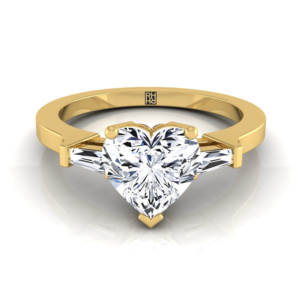 The June Select Three Stone Engagement Ring with Lab Diamond in 18K Yellow Gold - view 1