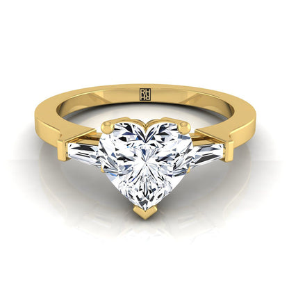 The June Select Three Stone Engagement Ring with Lab Diamond in 18K Yellow Gold - view 1