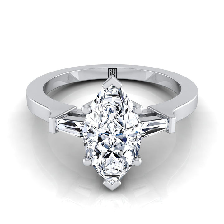 The June Select Three Stone Engagement Ring with Lab Diamond in 18K White Gold - view 1
