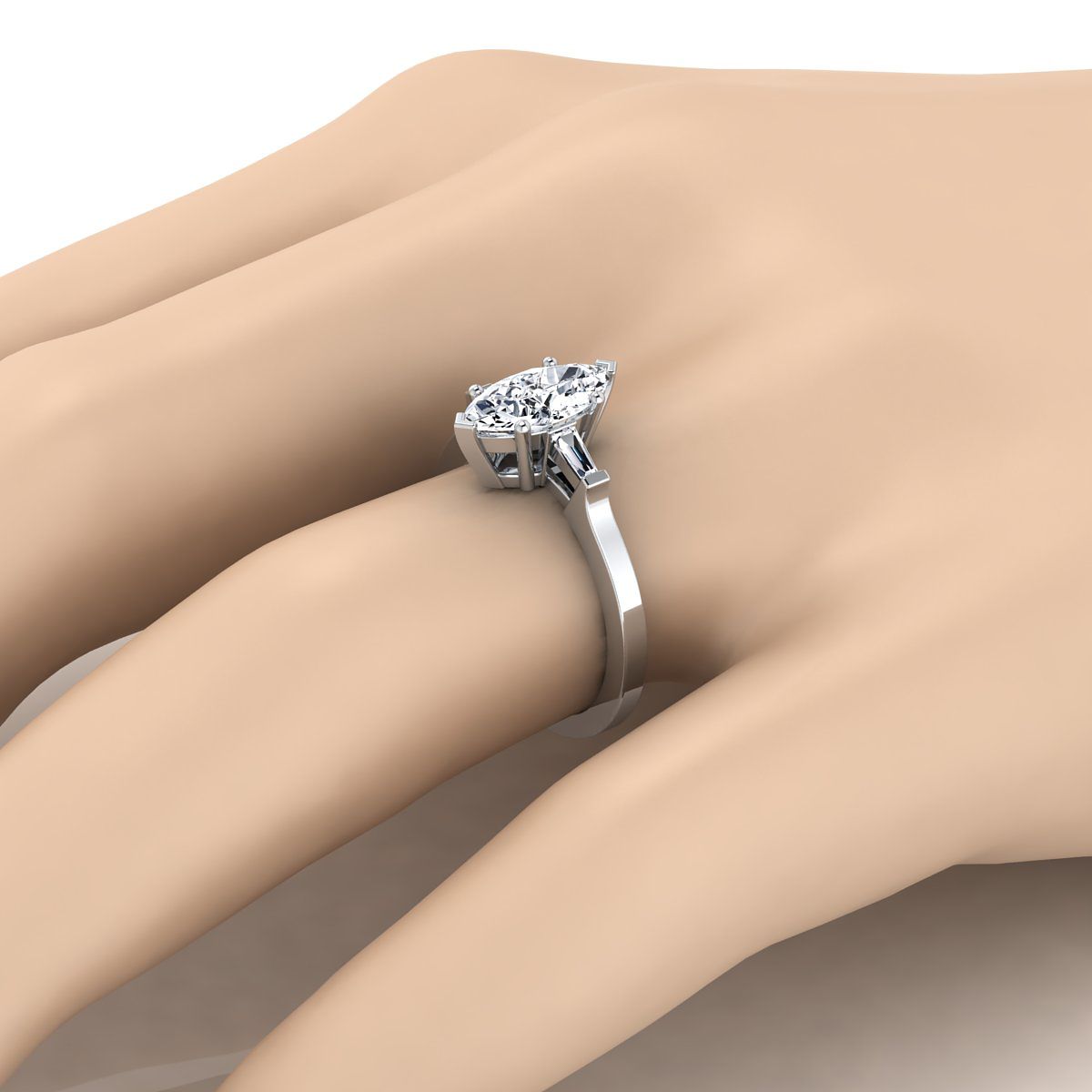 The June engagement ring setting in 18K White Gold, select three stone design | RockHer