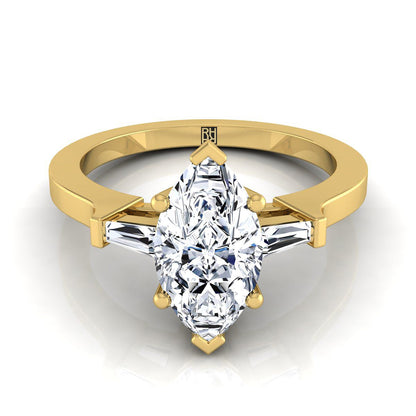 The June Select Three Stone Engagement Ring with Lab Diamond in 18K Yellow Gold - view 1