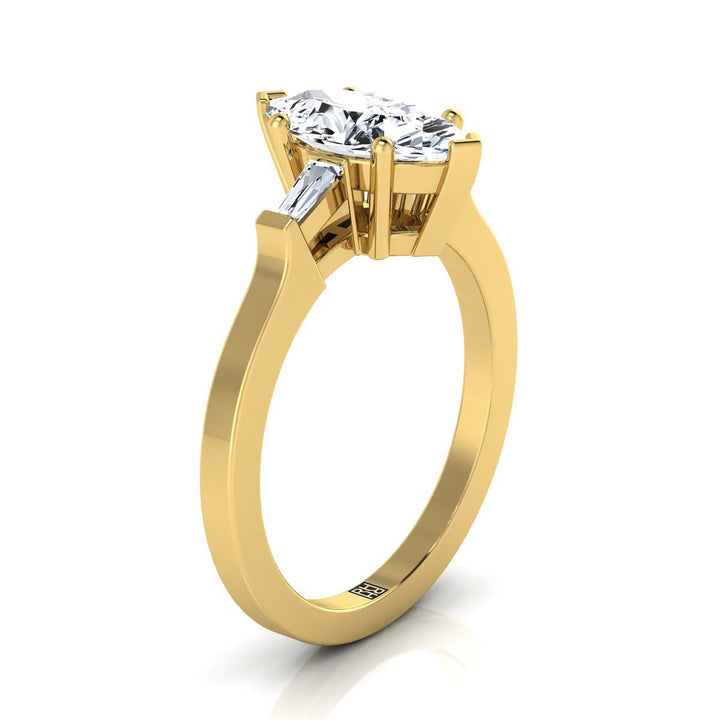 The June Select Three Stone Engagement Ring with Lab Diamond in 18K Yellow Gold - view 2