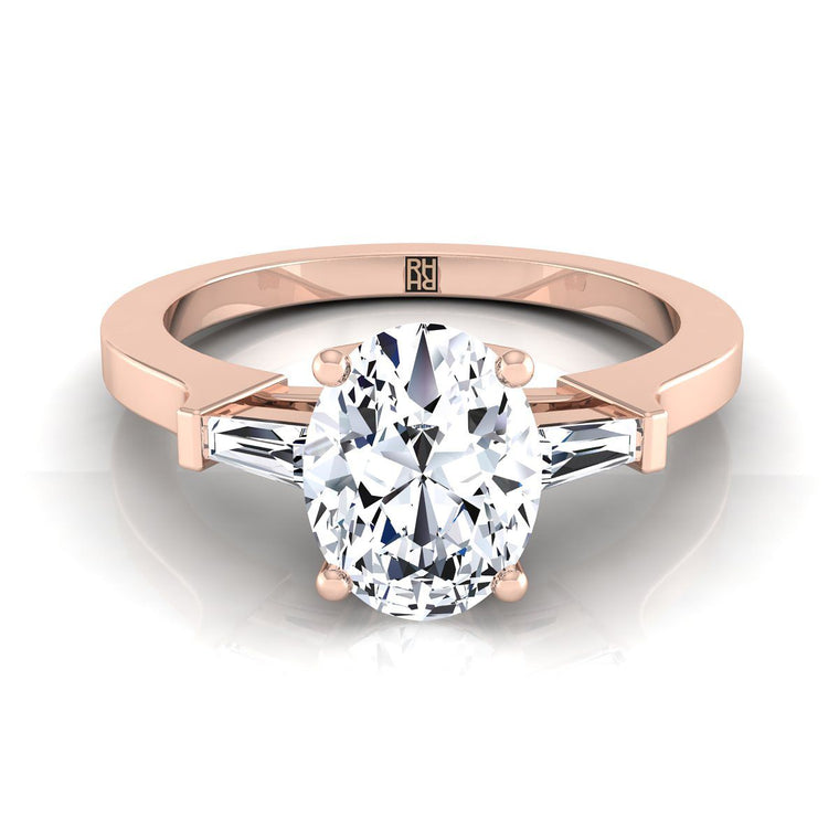 The June Select Three Stone Oval Lab Diamond Engagement Ring in 14K Rose Gold