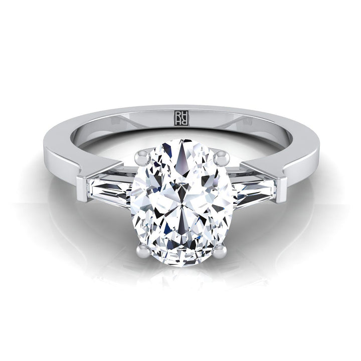 Tapered Baguette Three Stone Oval, in Platinum, channel setting | RockHer