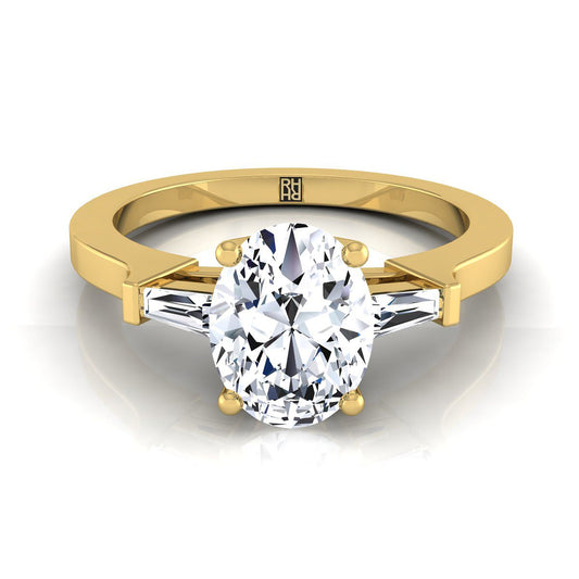 The June Select Three Stone Engagement Ring with Lab Diamond in 18K Yellow Gold - view 1
