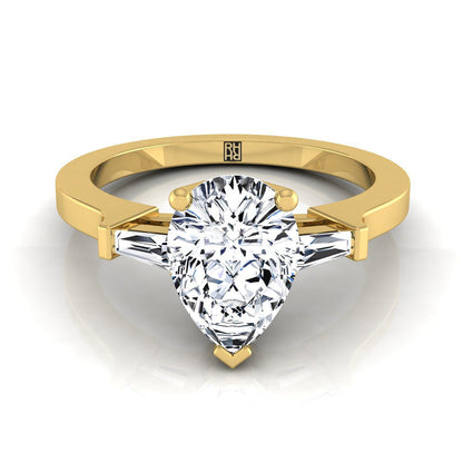 The June Select Three Stone Engagement Ring with Lab Diamond in 18K Yellow Gold - view 1
