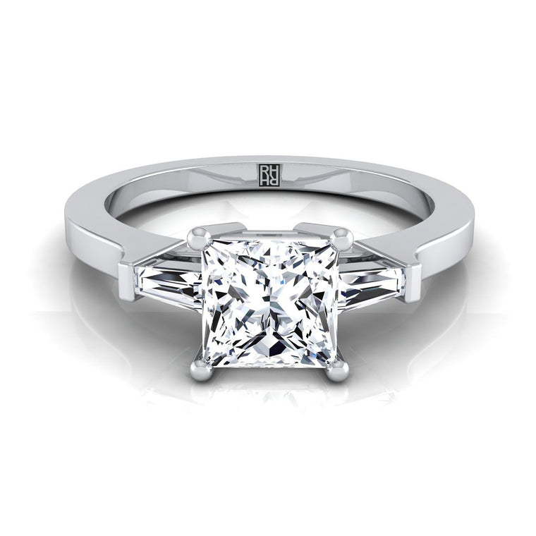 The June Select Three Stone Princess Cut Lab Diamond Engagement Ring in Platinum