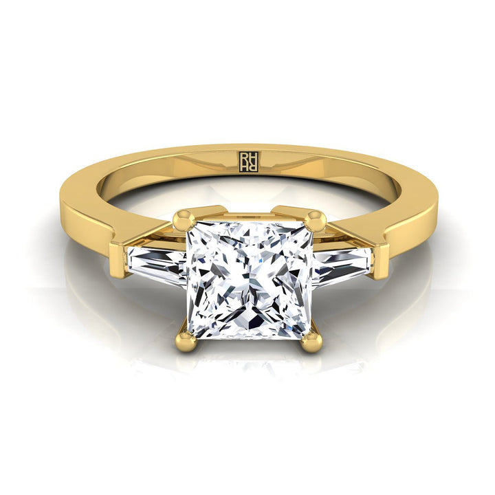 The June Select Three Stone Engagement Ring with Lab Diamond in 18K Yellow Gold - view 1