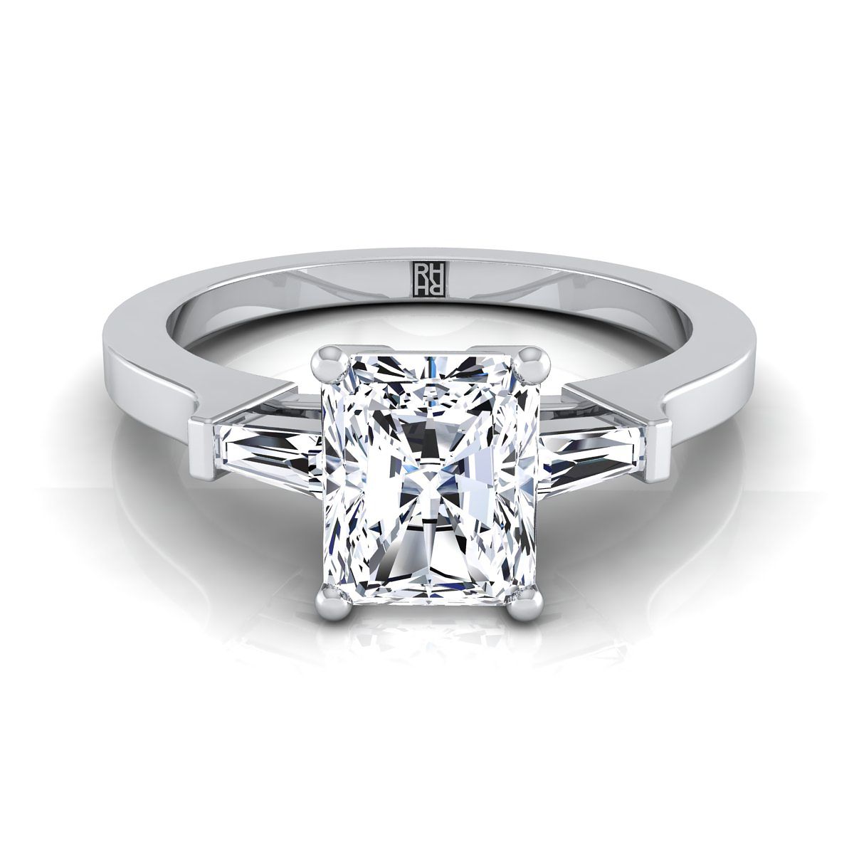 The June radiant engagement ring setting in 18K White Gold | RockHer