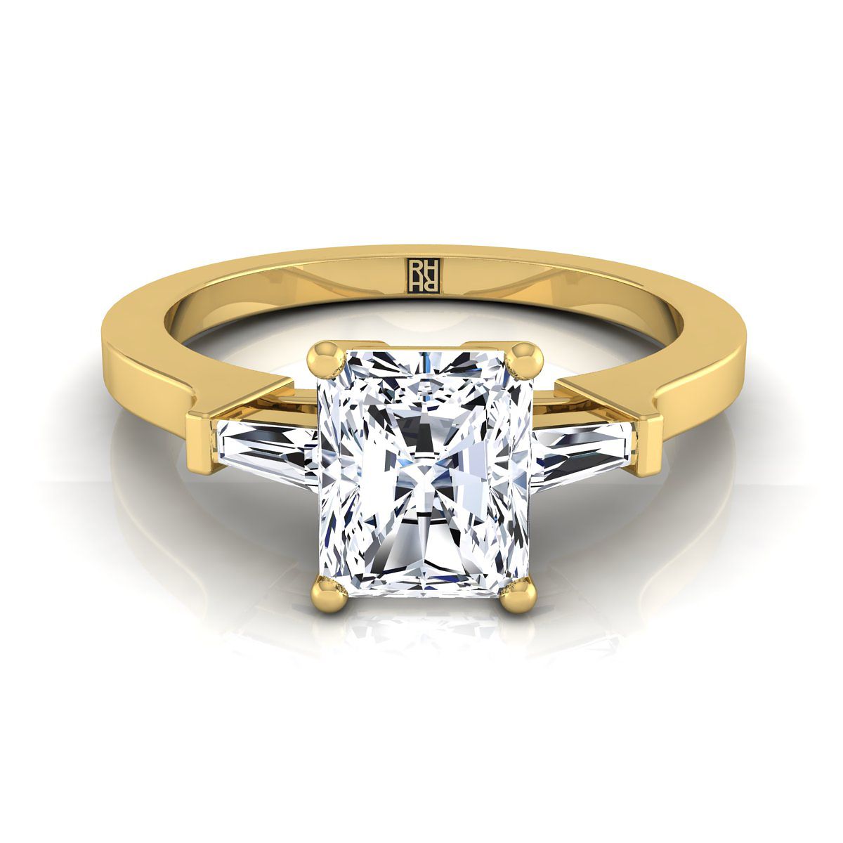 The June radiant engagement ring setting in 18K Yellow Gold | RockHer