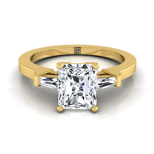 The June Select Three Stone Engagement Ring with Lab Diamond in 18K Yellow Gold - view 1