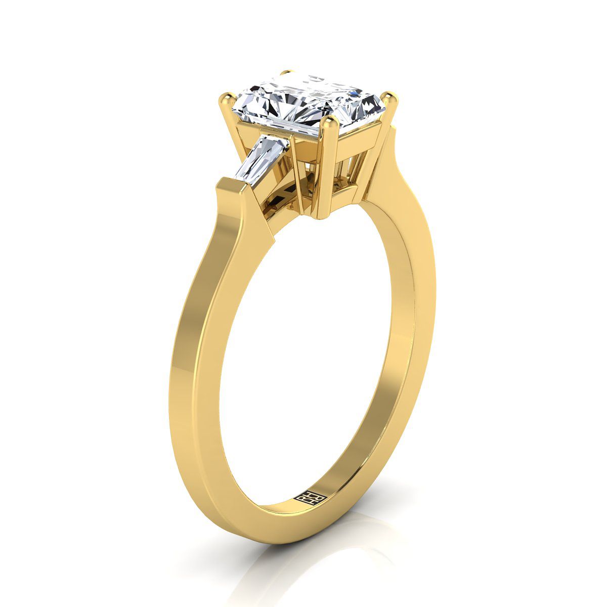 Select Three Stone Cut styling on The June radiant engagement ring setting | RockHer
