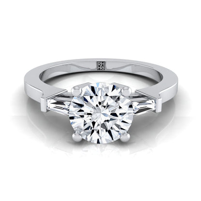 Round Brilliant, Tapered Baguette Three Stone Round, in Platinum, channel setting | RockHer