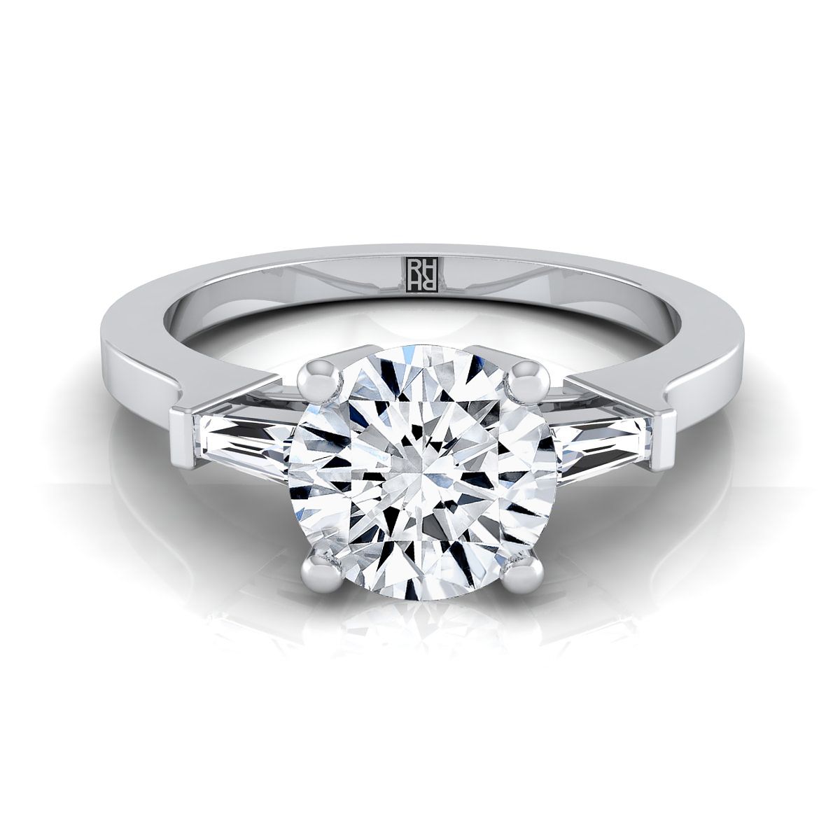 The June round engagement ring setting in 18K White Gold | RockHer