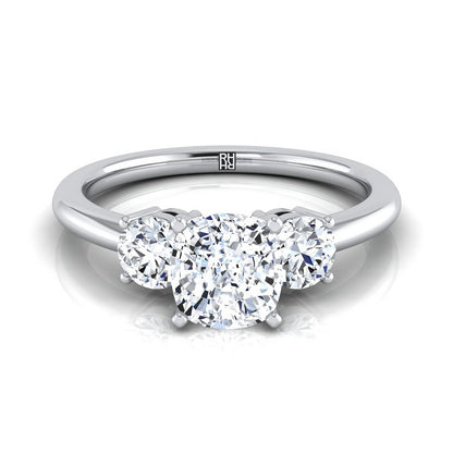 Anita Select Classic Three Stone Cushion Cut Lab Diamond Engagement Ring in Platinum | RockHer