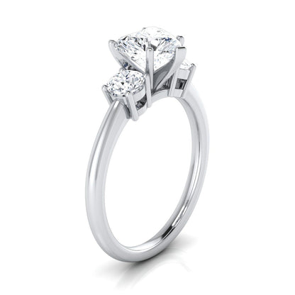 Classic Three Stone Heart Shape, in Platinum, prong setting – side profile | RockHer
