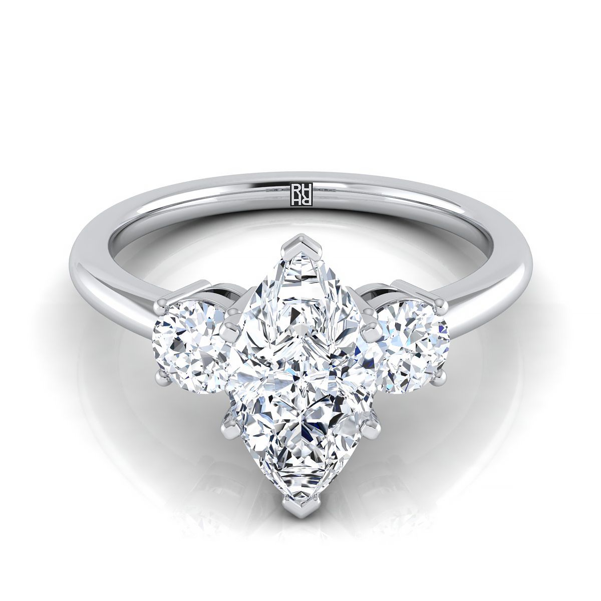 Anita Select Three Stone Marquise Lab Diamond Engagement Ring in Platinum | RockHer