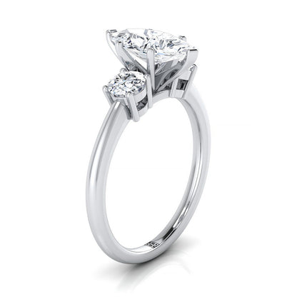 Classic Three Stone Marquise, in 18K White Gold, prong setting – side profile | RockHer