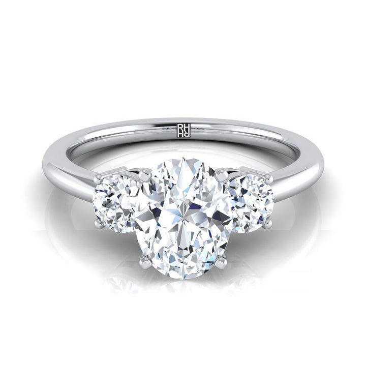Classic Three Stone Oval, in Platinum, prong setting | RockHer